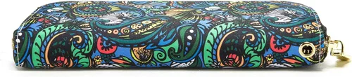 Miniatura 35 de Cartera de mano para mujer, estilo bohemio, con RFID, elegante, espaciosa con correa para viajes, capacidad para tarjetas, teléfono, dinero