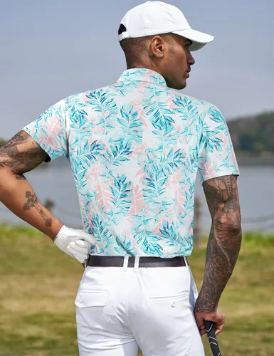 Miniatura 49 de TAPULCO Camisetas tipo polo de secado rápido para hombre, diseño de camuflaje, atléticas, ligeras, transpirables, casuales, para golf