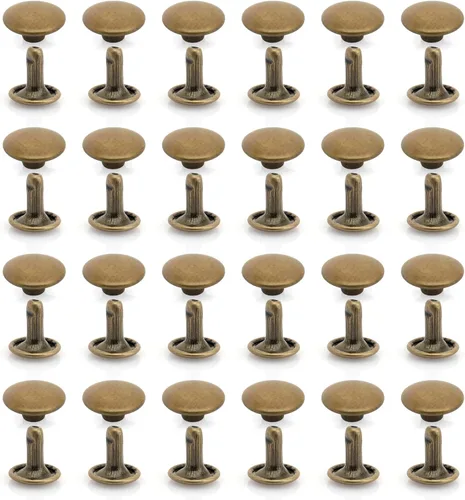 Miniatura 3 de CRAFTMEMORE Remache de cuero de 0.354 in x 0.315 in, remaches de doble tapa, remaches tubulares de metal rápido, remaches de cuero, 50