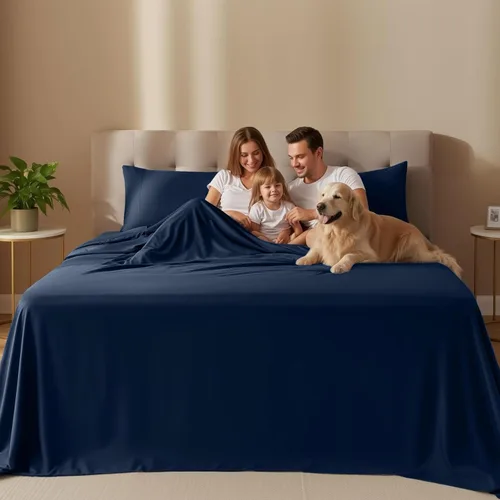 Miniatura 2 de Juego de sábanas Utopia Bedding tamaño King de 4 piezas – Sábanas de microfibra suaves y transpirables para cama tamaño King, incluye 1 sábana Azul