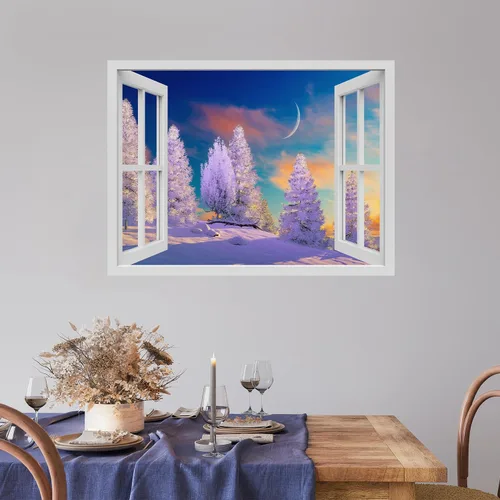Miniatura 43 de wall26 Adhesivo de Pared Papá Noel Llevando Regalos Ventana Abierta Mural, No Se Despega y No Se Pega, Papel Tapiz No Tejido Decorativo