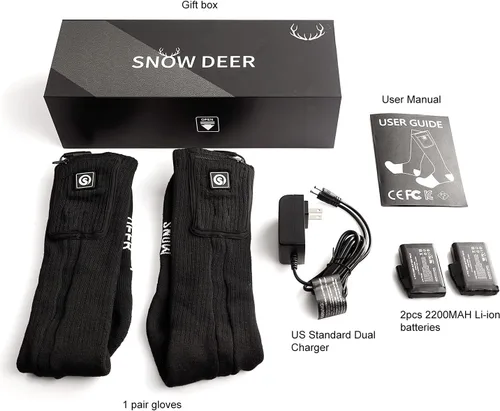 Miniatura 9 de SNOW DEER Calcetines calefactables, calentador de pies eléctrico con batería recargable para hombres y mujeres, invierno, esquí, caza, camping