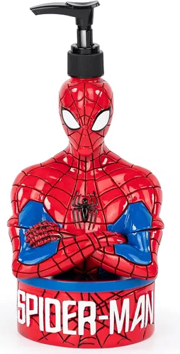 Jay Franco Marvel Spiderman Dispensador de jabón, accesorio de baño de superhéroes rojo y azul para niños, bomba de loción de resina Rojo - Spiderman