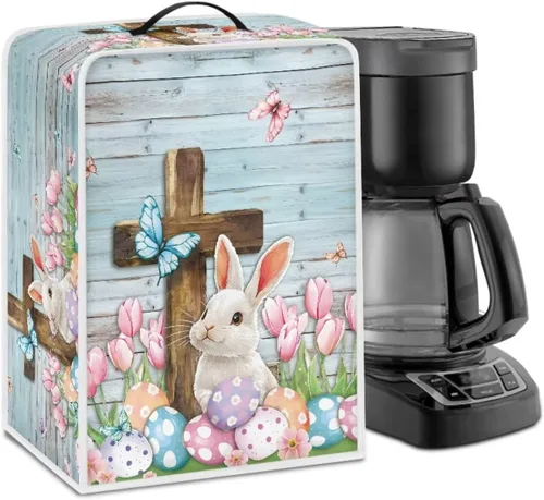 Miniatura 25 de Funda para cafetera, poliéster, azul, se adapta a la mayoría de máquinas de café estándar, protector resistente al polvo, huellas dactilares