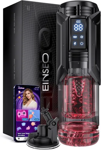 Juguetes sexuales para hombres Bomba de pene - EINSEO AI Sync Masturbador masculino impermeable con 7 modos de succión, empuje, rotación y 7 modos