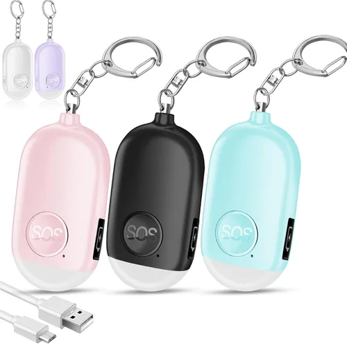 Miniatura 10 de Hion Alarma de seguridad personal para mujeres, recargable de 130 dB, llavero de alarma de autodefensa con linterna LED, seguridad sonora segura