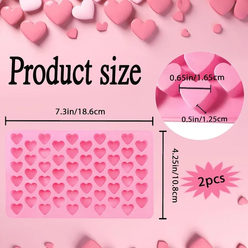 Miniatura 2 de 2 moldes de silicona con forma de corazón, moldes de gomitas, silicona antiadherente de grado alimenticio, para hornear caramelos de chocolate
