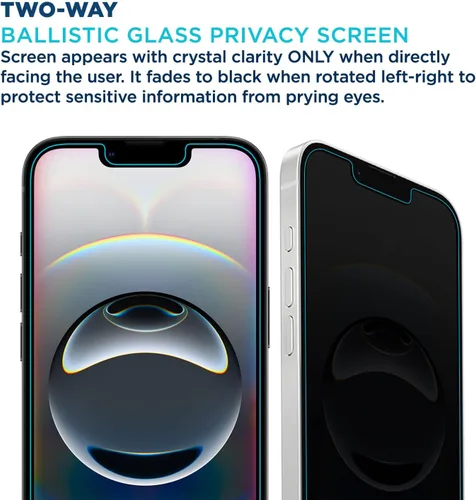 Miniatura 3 de Tech Armor 1 paquete de protector de pantalla de vidrio balístico de privacidad compatible con Apple iPhone 14 (2022), iPhone 13 y iPhone 13 Pro