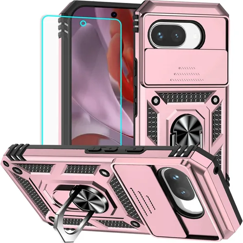 Miniatura 25 de HNHYGETE Funda para Pixel 6a con protector de pantalla HD, soporte giratorio de grado militar de 360° (resistente) a prueba de golpes para Google