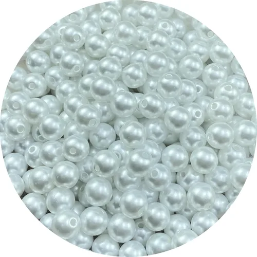250 cuentas de perlas blancas de 0.394 pulgadas (0.394 in), cuentas redondas con agujeros para costura, manualidades, decoración, pulseras,