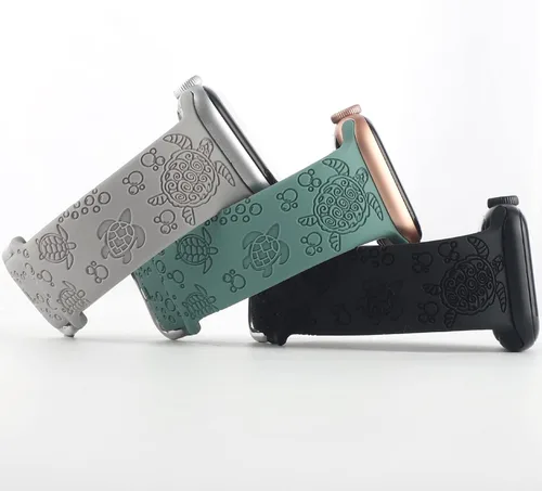 Miniatura 5 de Sea Turtle - Correa deportiva grabada compatible con Apple Watch Band de 1.496 pulgadas, 1.575 pulgadas, 1.614 pulgadas, para mujer, de silicona