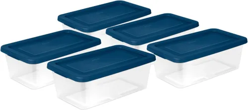 Miniatura 7 de Sterilite - Contenedores de almacenamiento apilables de 6 cuartos de galón para el hogar con asas y tapa para almacenamiento y organización