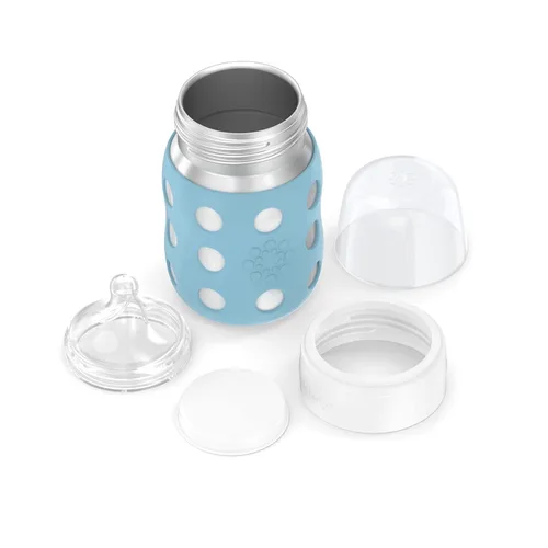 Miniatura 4 de Lifefactory Biberón de cuello ancho aislado al vacío de acero inoxidable de 8 onzas con pezón etapa 2 (3-6 meses) melón (LS2211WCA4)