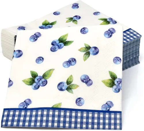 Miniatura 2 de Gift Boutique Servilletas de cóctel de arándanos, 100 servilletas de papel de frutas y bayas para baby shower, verano, picnic, brunch, decoración