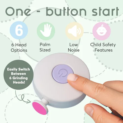 Miniatura 3 de Elan Baby Cortadora de uñas eléctrica, lima de uñas para bebé, lima de uñas segura y fácil para recién nacidos, bebés y niños pequeños, 6 cabezales