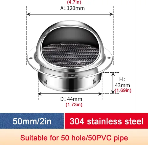 Miniatura 5 de Cubierta de ventilación redonda de acero inoxidable 304, tapa de cubierta de chimenea con base de garra, tapa protectora de tubería de lluvia, tapa