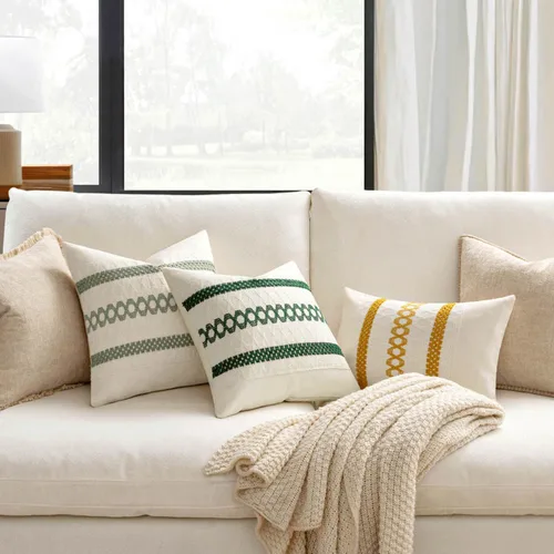 Miniatura 2 de MIULEE Fundas de almohada lumbares decorativas bohemias, cojín de algodón retro, tejido rustico de macramé para el hogar para cama, sofá, silla