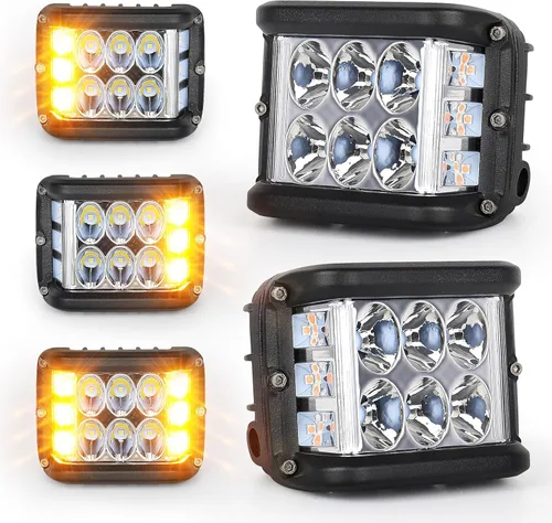 Miniatura 10 de Luces Pod Laterales Direccionales de 4 Pulgadas, Luces LED Estroboscópicas Azules de Cubo de Doble Cara para Granja, Tractor, Arado, Camión, Barco