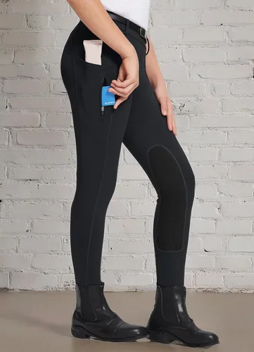 Miniatura 44 de baleaf Pantalones de equitación para niñas, pantalones ecuestres para niños, con parche en la rodilla, bolsillo con cremallera