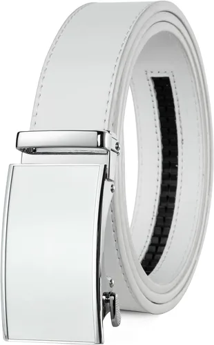Miniatura 15 de Drowsmen - Cinturón de cuero para hombre con trinquete de 1 3/8 pulgadas, hebilla automática de deslizamiento con clic, ajuste ajustable para un