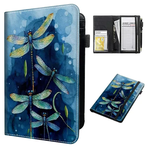 Miniatura 22 de Cartera de cuero para camarera, con cremallera y soporte para libro de cheques, bolsillo para dinero, organizador personal para delantales, estrella