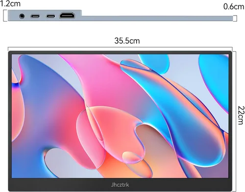 Miniatura 5 de Monitor portátil de 15.6 pulgadas, FHD 1080P 100% sRGB, bisel de metal ultra delgado, monitor externo USB-C con soporte y bolsa de transporte