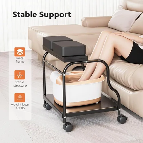 Miniatura 9 de OmySalon Carrito de pedicura, carrito de baño de pies, carrito portátil para estética de uñas, taburete ajustable para manicura y masaje de pies