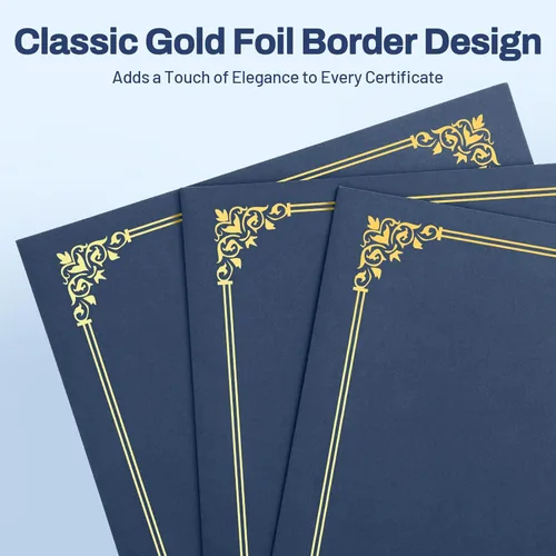 Miniatura 2 de Portacertificados SUNEE (Azul Marino, 30 paquetes), cubiertas de diploma con borde de papel dorado, para certificados de tamaño carta 8.5x11