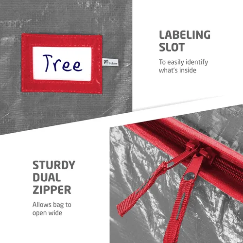 Miniatura 5 de Zober - Bolsa de almacenamiento para árbol de Navidad - Se adapta a árboles artificiales de 7.5 pies - Bolsa de árbol de Navidad de plástico, Gris