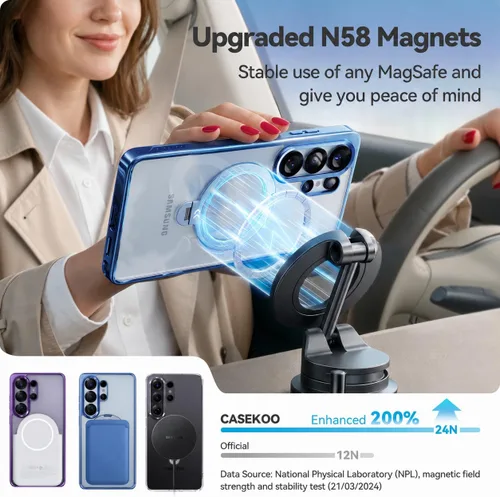 Miniatura 7 de CASEKOO Funda azul cielo brillante para Samsung Galaxy S26 Ultra [soporte magnético giratorio de 360°] [compatible con MagSafe]