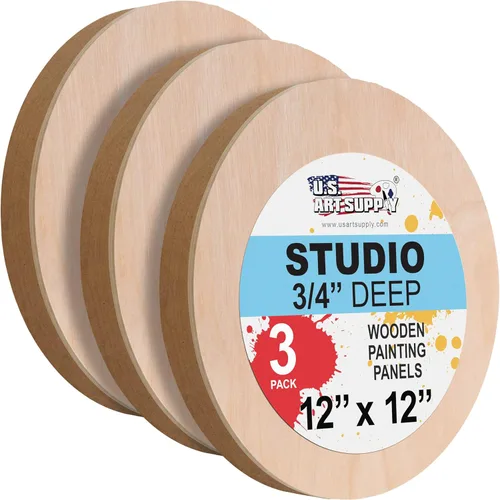 Miniatura 10 de U.S. Art Supply Paneles de madera acunados sin terminar para pintar, paquete de 5 tableros de lona de madera de abedul de estudio de 3/4 pulgadas