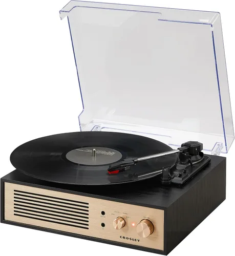 Miniatura 15 de Crosley CR6045A-BK Miles 3-Velocidades Bluetooth Entrada/Salida Reproductor de Discos Tocadiscos con Altavoces Integrados, Negro