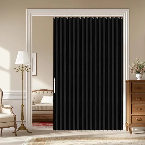 Miniatura 44 de AJAZZ Cortina de puerta magnética 100% opaca de acordeón para armario, cortina invisible para puerta interior de dormitorio, sala de estar, pasillo