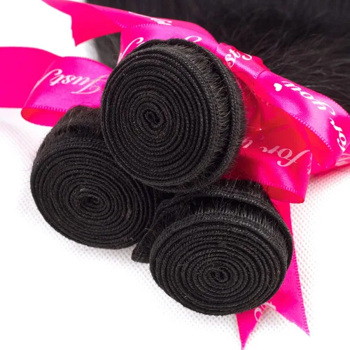 Miniatura 3 de Subella 3 manojos de cabello humano brasileño lacio, grado 10A, virgen, sin procesar, color negro natural (8, 10, 12 pulgadas)