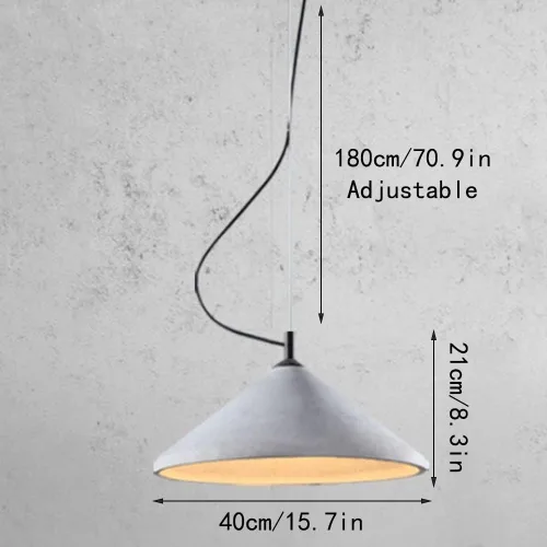 Miniatura 4 de Luces colgantes de hormigón de estilo industrial moderno, lámpara colgante cónica japonesa Wabi-Sabi gris, lámpara colgante cónica de cúpula