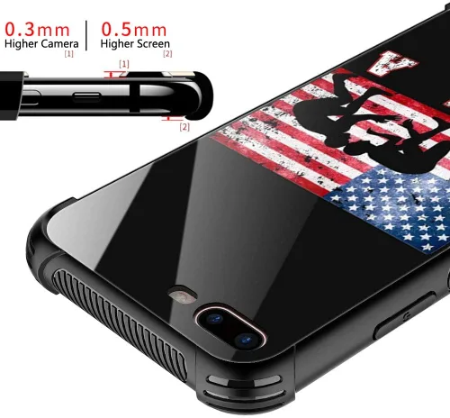 Miniatura 33 de Carcasa para iPhone 8 Plus, 9H de cristal templado para iPhone 7 Plus, para hombres y niños, diseño de patrón fresco a prueba de golpes, Grano