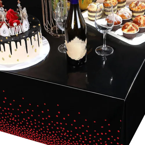 Miniatura 5 de Breling Mantel de plástico desechable de 3 piezas para cumpleaños, bodas, baby shower, compromiso, aniversario, despedida de soltera, 54 x 108 Negro