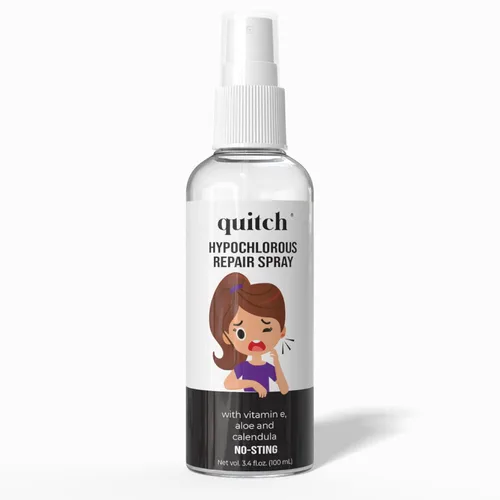 Quitch Spray de cuidado posterior para piercings con ácido hipocloroso, limpiador calmante para piercings nuevos y curativos, oídos, cartílago,
