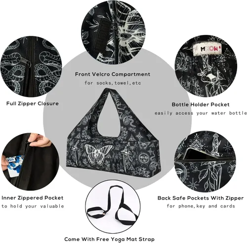 Miniatura 3 de Bolsa para esterilla de yoga – Bolsa de yoga grande con correa para esterilla de yoga, cremallera y bolsillos, bolsas de yoga y transportadores que