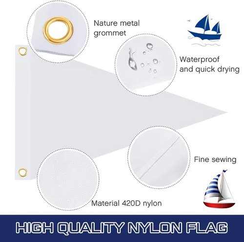 Miniatura 5 de Oudain Banderines de nailon en blanco de 12 x 18 pulgadas, banderines al aire libre para barcos, vela, exteriores, hogar, gimnasios, negocios