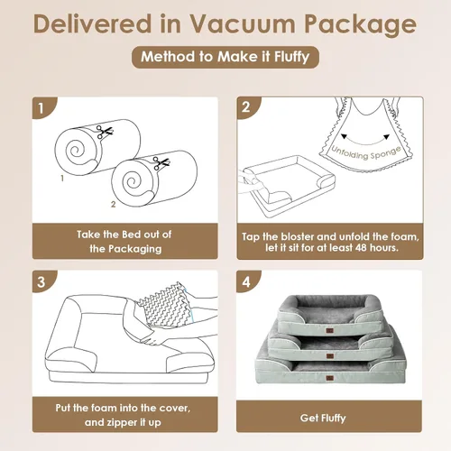 Miniatura 30 de EHEYCIGA – Cama ortopédica impermeable para perros pequeños, de espuma viscoelástica tipo caja de huevos, con bordes elevados y base antideslizante