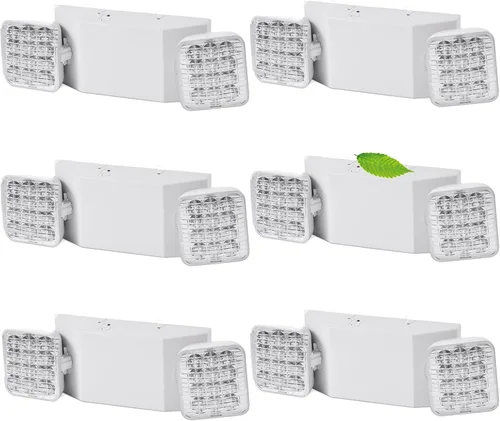 Luces de emergencia LED con respaldo de batería, luz de emergencia comercial ajustable con 2 lámparas LED, luz de emergencia blanca para negocios y
