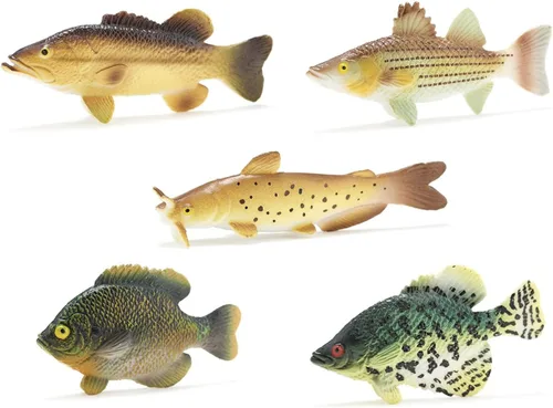 Miniatura 7 de Toy Fish Factory American Angler Collection - Juego de peces de juguete, figuras de peces de juguete, pez gato de lobina grande, juguete educativo