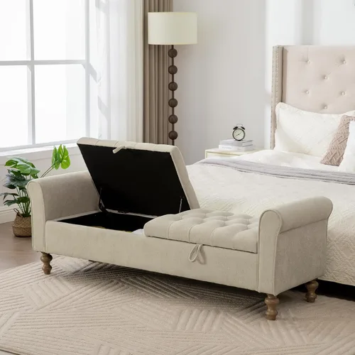 Miniatura 11 de Otomana redonda con patas de metal negro, reposapiés de 22.05 pulgadas de ancho, reposapiés tapizado para sala de estar, dormitorio, entrada
