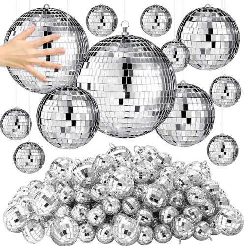 Miniatura 9 de 65 Piezas Bolas de Discoteca de Navidad Decoración Bolas de Discoteca Espejo Ornamento para Árbol de Navidad Tamaño Variado Bolas Plateadas