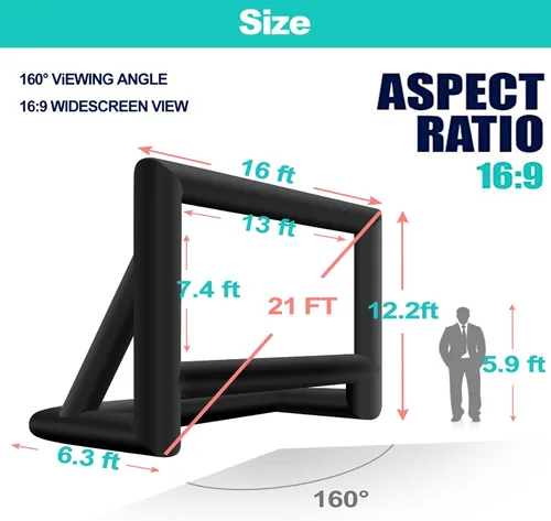 Miniatura 5 de GYUEM - Pantalla de proyector inflable para exteriores de 21 pies - Pantalla para inflar para TV y películas con ventilador, pantalla de proyección