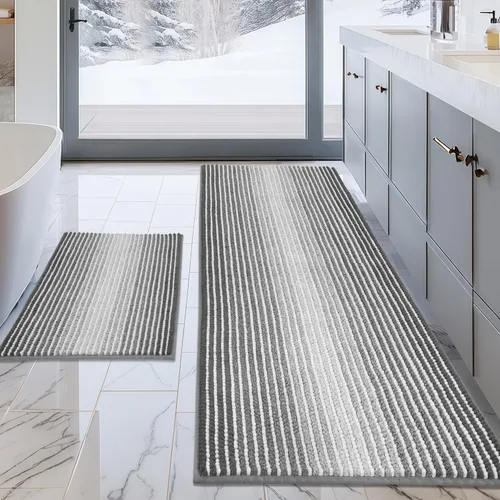 Miniatura 108 de Juegos de Alfombras y Tapetes para Baño, Juego de Alfombra de Baño de Felpilla Gruesa Absorbente de 2 Piezas Antideslizante, Tapetes Suaves