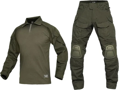 Miniatura 11 de YEVHEV Conjunto de ropa militar de combate G3, ropa táctica de camuflaje, uniforme de caza, equipo de paintball con rodilleras para hombres Camo