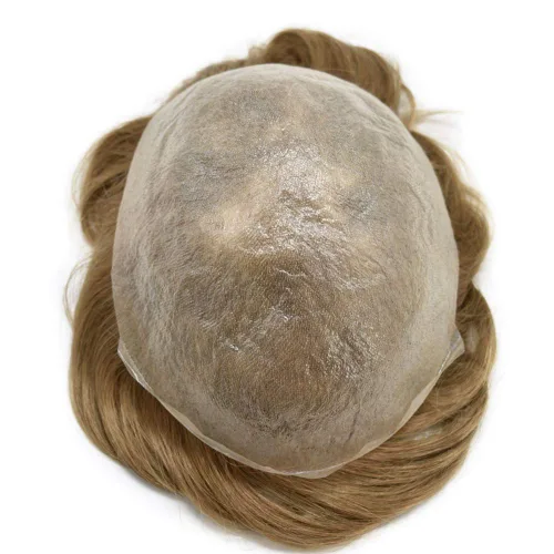 Miniatura 3 de Toupee - Sistema de reemplazo de pelo transparente para hombres de piel ultrafina de 0.002 in, poliéster superfino, todos los lazos en V, base