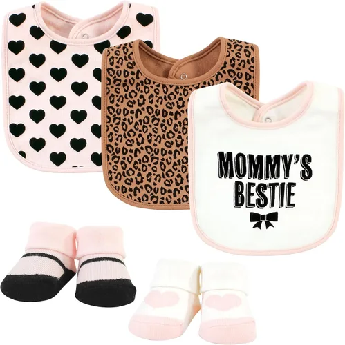 Miniatura 192 de Hudson Baby Conjunto de babero y calcetines unisex de algodón para bebé